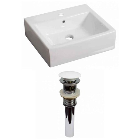 American Imaginations 21-in. W Above Counter White Vessel Set For 1 Hole Center Faucet AI-30960